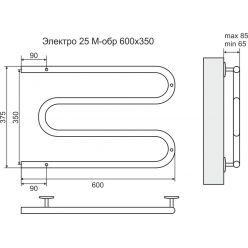 Полотенцесушитель Terminus М-Образный 600x350