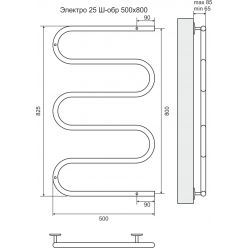 Полотенцесушитель Terminus Ш-Образный 500x800