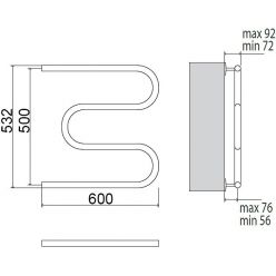 Полотенцесушитель водяной TERMINUS М-образный 600x532 бесшовный