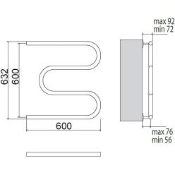 Полотенцесушитель водяной TERMINUS М-образный 600x632 бесшовный