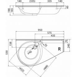 Умывальник Ravak Avocado Comfort 95x53 см правый, XJ9P1100000