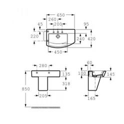 Умывальник Roca Hall 65x42, 327620000