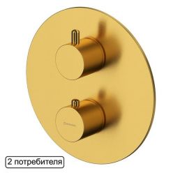 Смеситель Whitecross Y brushed gold Y1236GLB для душа, термостатический, на 2 потребителя, цвет брашированное золото