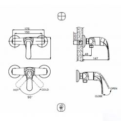 Смеситель для ванны с коротким изливом Bravat FIT F9135188CP-01-RUS