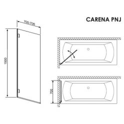 Душевая шторка на ванну Radaway Carena PNJ/L 70 коричневое стекло 202101-108L