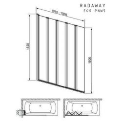 Стеклянная шторка для ванной Radaway Eos PNW5 205501-101 107 см складная