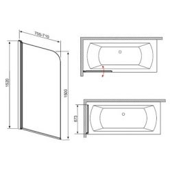 Душевая шторка на ванну Radaway Eos PNJ 70 L 205101-101L