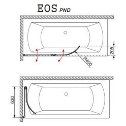 Стеклянная шторка на ванну Radaway Eos PND 130 L 205202-101L