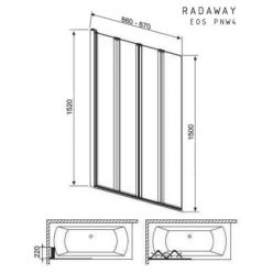 Стеклянная шторка для ванной Radaway Eos PNW4 205401-101 152 см складная