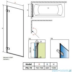 Душевая шторка на ванну Radaway Arta PNJ 70 L 210101-01L распашная