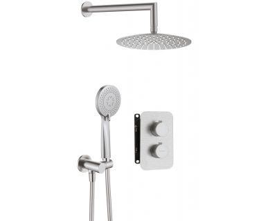 Душевая система скрытого монтажа Deante Box Steel BXYZFEBT с термостатом брашированная сталь