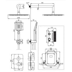 Душевая система скрытого монтажа Deante Box Titanium BXYZDEBT с термостатом титан