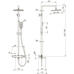 Душевая стойка Deante Gold BR NAC_R1HTс термостатом, золото