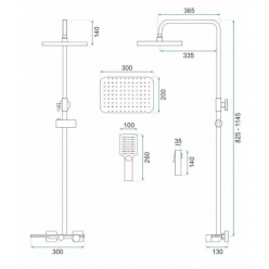 Душевая система Rea Helix GOLD P6619 золото