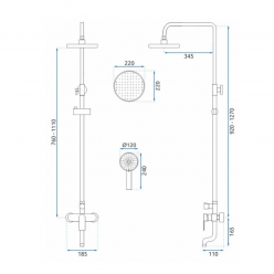 Душевая система Rea Verso Black P9146 матовое золото