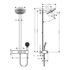 Hansgrohe Pulsify S Showerpipe Душевая система 260 2jet с термостатом ShowerTablet Select 400 черный матовый 24240670