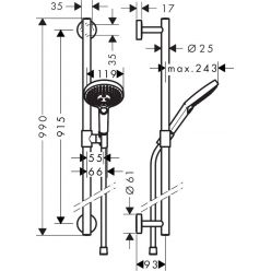 Hansgrohe Raindance Select S Душевой набор 120 3jet со штангой 90 см хром-белый матовый 26322400