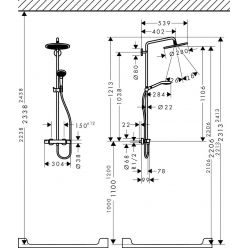 Hansgrohe Croma Select S Showerpipe 280 1jet Душевой набор с термостатом хром 26790000