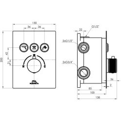 Душевая система Rubineta THERMO-2F-Olo (SQ) 625040 хром