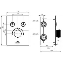 Душевая система Rubineta THERMO-2F-Olo (SQ) 625039 хром