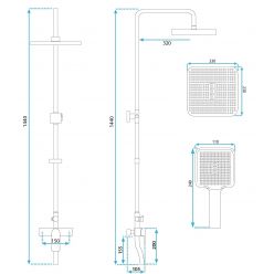 Душевая система Rea ARGUS BLACK P2389 черный