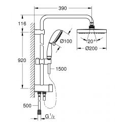 Душевая система Grohe Tempesta Cosmopolitan 200 26453001 хром