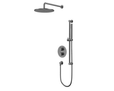 Душевая система Whitecross Y gunmetal YSET09GM, термостатическая, на 2 потребителя, цвет оружейная сталь