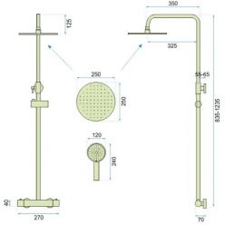 Душевая система Rea Lungo Matt Gold P6602 матовое золото