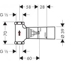 Скрытая шпиндельная часть запорного вентиля Hansgrohe 15973180, расход воды 52 л/мин