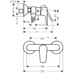 Смеситель Hansgrohe Talis E для душа, однорычажный, ВМ, матовый черный 71760670