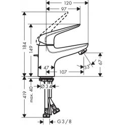 Смеситель Hansgrohe Novus для раковины однорычажный со сливным гарнитуром, хром 71020000