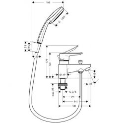 Смеситель Hansgrohe Metris для ванны с душем 31422000