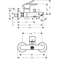 Смеситель Hansgrohe Talis E для ванны, однорычажный, ВМ, матовый черный 71740670