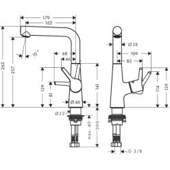 Смеситель Hansgrohe Talis S для раковины с поворотным изливом и сливным гарнитуром, хром 72105000