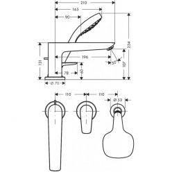 Смеситель Hansgrohe Talis E на борт ванны 71731000