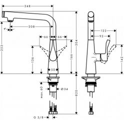 Смеситель Hansgrohe Metris Select для кухонной мойки 14847000