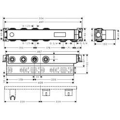 Скрытая часть Hansgrohe RainSelect для 2 потребителей 15310180