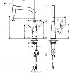 Смеситель Hansgrohe Metris для кухонной мойки 14834000