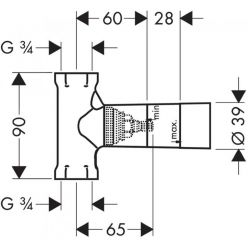 Скрытая часть запорного вентиля Hansgrohe 15970180, расход воды 130 л/мин