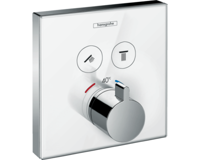 Термостат Hansgrohe ShowerSelect Glass для двух потребителей стеклянный, белый/хром 15738400