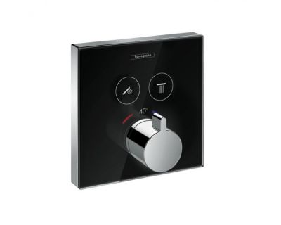 Термостат Hansgrohe ShowerSelect Glass для двух потребителей стеклянный, черный/хром 15738600