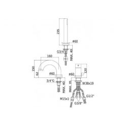 Смеситель на борт ванны Paffoni Light LIG040LCR