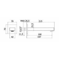 Излив из стены 215 mm Paffoni ZBOC111NO черный