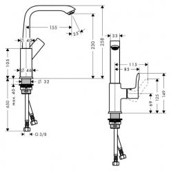 Смеситель Hansgrohe Metris 31081000 для раковины