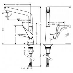 Смеситель Hansgrohe Metris S 14883000 для кухонной мойки