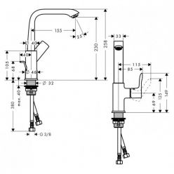 Смеситель Hansgrohe Metris 31087000 для раковины