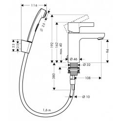 Смеситель Hansgrohe Metris S 31160000 для умывальника с псевдобиде