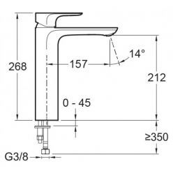 Смеситель Jacob Delafon Aleo E72299-CP для раковины, высокий