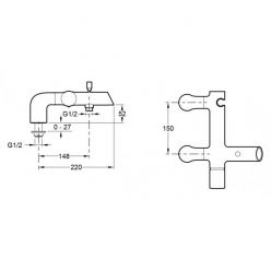 Смеситель Jacob Delafon Toobi E8964-CP для ванны с душем