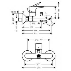 Смеситель Hansgrohe Talis E 71740000 для ванны с душем